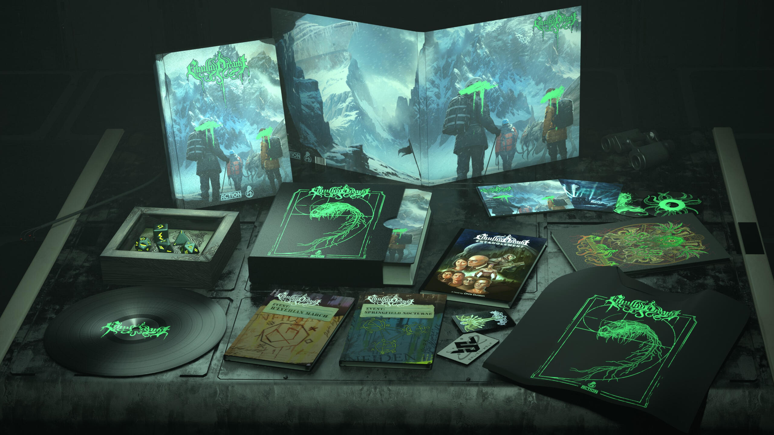 A table display of all the content available for Cthulhu Dreamt